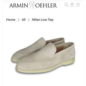 ARMIN OEHLER men's Milan low top suede loafer in linen size 12